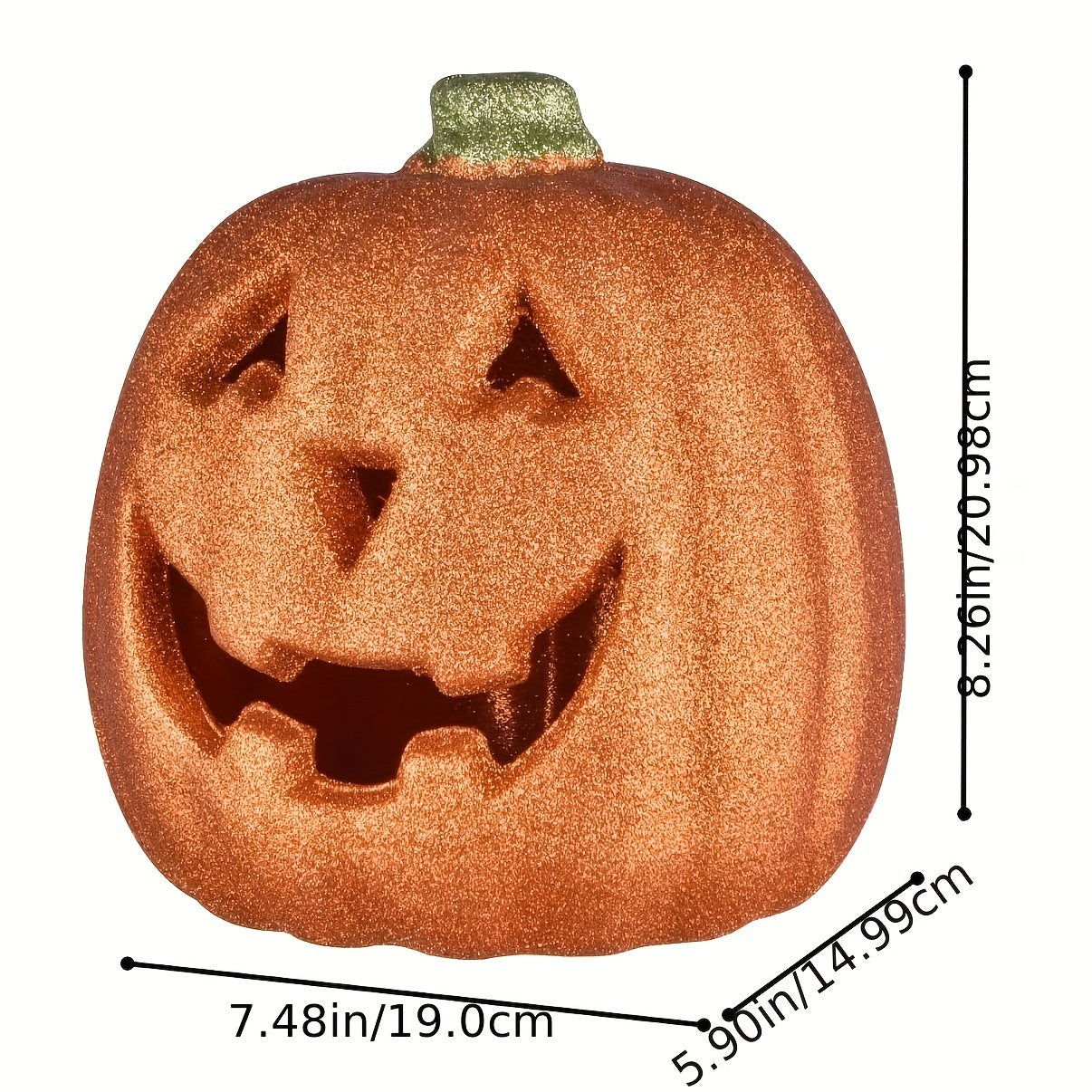 Size chart for light-up Jack-O-Lantern pumpkin decoration