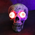 Convex Eye Bead Skull Halloween LED decoration with round glowing eyeball-style light-up eyes